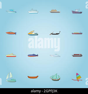 Ship icons set, cartoon style Illustration de Vecteur