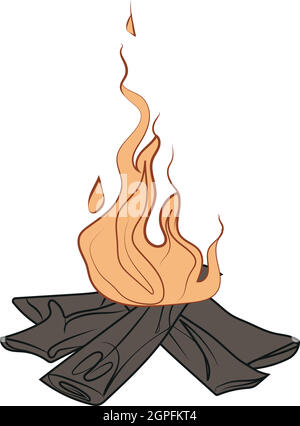 Bûches d'arbre et de la flamme chaude dessin animé feu de camp Illustration de Vecteur