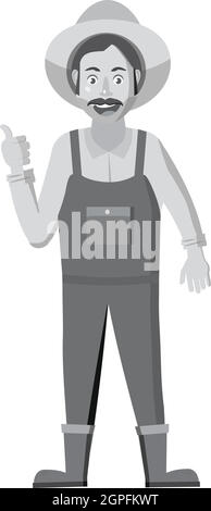 Farmer, icône style monochrome gris Illustration de Vecteur