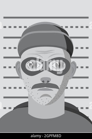 Arrestation d'un homme, l'icône de style monochrome gris Illustration de Vecteur