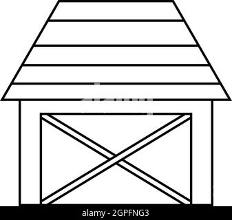 Grange pour les animaux, l'icône de style contour Illustration de Vecteur