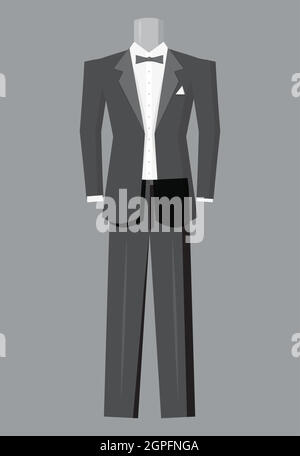 Tuxedo, icône de mariage style monochrome gris Illustration de Vecteur