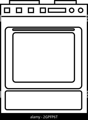 Cuisinière à gaz, l'icône de style contour Illustration de Vecteur