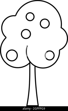 Arbre généalogique avec l'icône de style du contour, de fruits Illustration de Vecteur