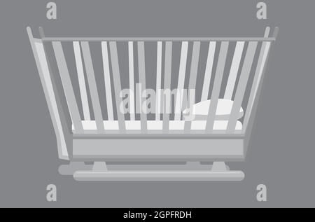 Lit pour enfant, icône style monochrome gris Illustration de Vecteur