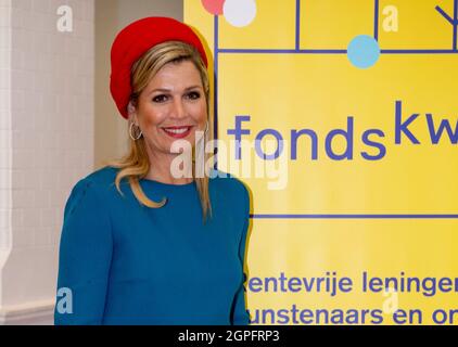 Amsterdam, Niederlande. 29 septembre 2021. Queen Maxima des pays-Bas au Musée Stedelijk d'Amsterdam, le 29 septembre 2021, pour assister au 50e anniversaire du Fonds Kwadraat, il accorde des prêts sans intérêt allant jusqu'à 8000 euros aux artistes, designers et photographes visuels crédit: Albert Ph vd Werf/Netherlands OUT/point de vue OUT/dpa/Alay Live News Banque D'Images