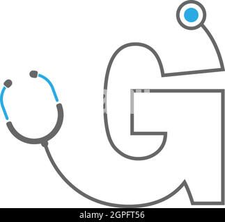 Lettre G logo médical stéthoscope Illustration de Vecteur