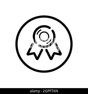 Médaille approuvée ou certifiée. Garantie de qualité. Icône de contour du commerce dans un cercle. Illustration vectorielle Illustration de Vecteur