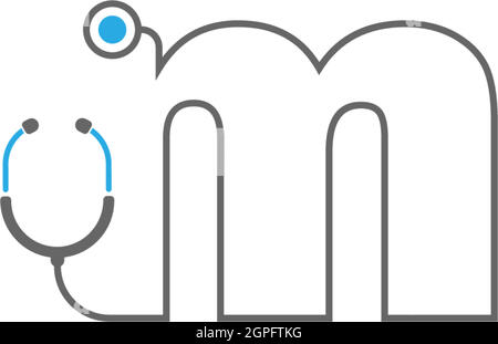 Lettre M logo médical stéthoscope Illustration de Vecteur