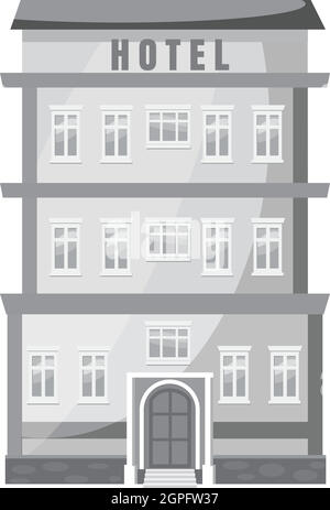 Bâtiment de l'hôtel icon, style monochrome gris Illustration de Vecteur