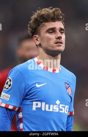 Milan, Italie, 28 septembre 2021. Antoine Griezmann de l'Atlético de Madrid pendant le match de l'UEFA Champions League à Giuseppe Meazza, Milan. Le crédit photo devrait se lire comme suit : Jonathan Moscrop/ Sportimage Banque D'Images