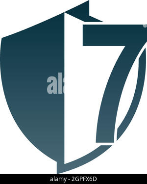 Logo Shield avec le numéro 7 à côté du vecteur de conception Illustration de Vecteur