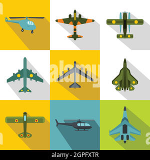 Les avions de l'armée de style, télévision icons set Illustration de Vecteur