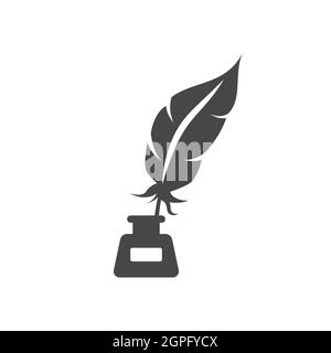Stylo à encre noire avec icône vectorielle infilée Illustration de Vecteur