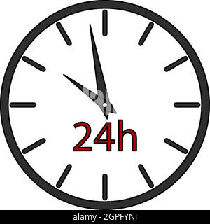 Icône 24 heures horloge Illustration de Vecteur