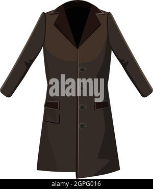 Manteau d'hiver marron, icône de style cartoon Illustration de Vecteur