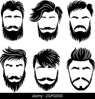 Style de cheveux d'homme. Ensemble de coupes rasées et de coiffures différentes variations stylées Illustration de Vecteur