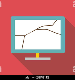 Écran cassé d'icône de style, télévision Illustration de Vecteur