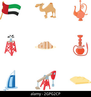 UAE icons set, cartoon style Illustration de Vecteur