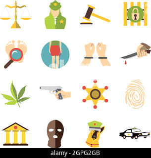 Crimonal icons set, cartoon style Illustration de Vecteur