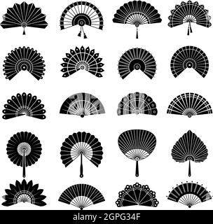 Ventilateur chinois. Magnifiques illustrations vectorielles japonaises en papier à main, authentiques Illustration de Vecteur