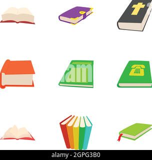 Livre de l'éducation, l'ensemble des icônes de style cartoon Illustration de Vecteur