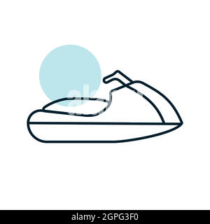 Jet ski nautique sport plat vecteur icône Illustration de Vecteur