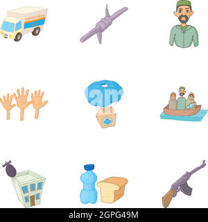 Pays gauche icons set, cartoon style Illustration de Vecteur