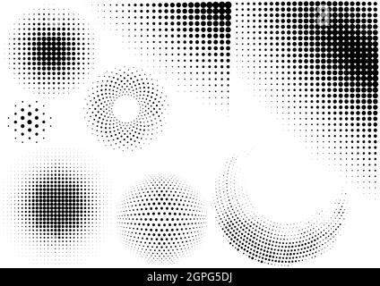 Ensemble de motifs demi-tons abstraits Illustration de Vecteur