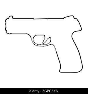 Illustration du contour du pistolet. Contour du pistolet isolé sur blanc. Illustration vectorielle. Illustration de Vecteur