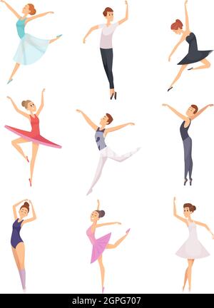 Ballet garçons et filles. Danseurs de ballet personnages vectoriels mâles et femelles isolés Illustration de Vecteur