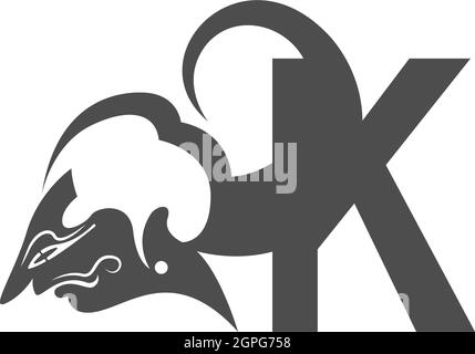 Icône de marionnette javanaise avec illustration vectorielle de la conception du logo de la lettre Illustration de Vecteur