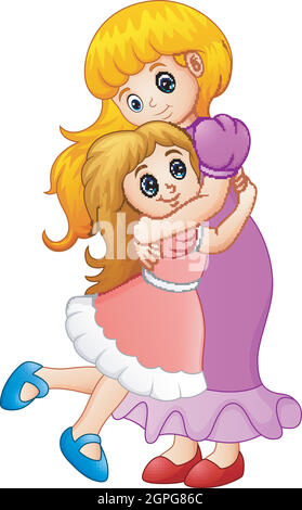 Little girl hugging her mother Illustration de Vecteur