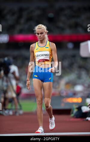 Yuliya Levchenko participant au saut en hauteur aux Jeux Olympiques de Tokyo en 2020. Banque D'Images