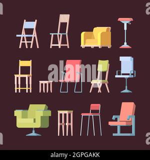 Collection de chaises. Vue de face mobilier élégant pour la maison de style moderne des images vectorielles Illustration de Vecteur