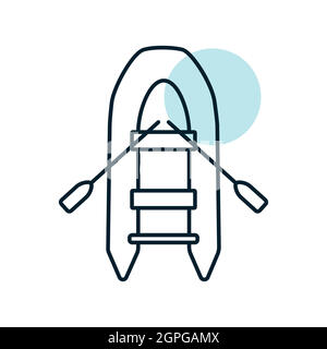 Bateau gonflable en caoutchouc plat vecteur icône Illustration de Vecteur
