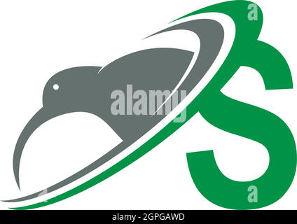 Lettre S avec logo kiwi oiseau icône design vecteur Illustration de Vecteur