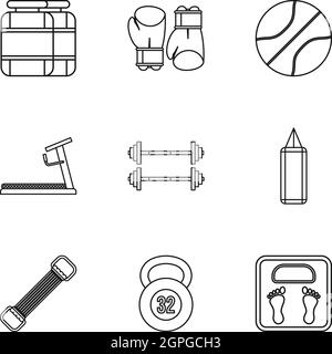 Sport icons set style du contour, Illustration de Vecteur