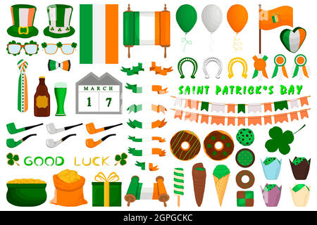 Illustration de vacances irlandaises le jour de St Patrick, pièces d'or en pot Illustration de Vecteur