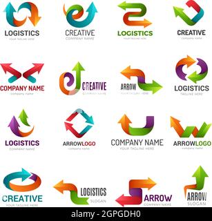 Logotype des flèches. Web numérique symboles stylisés Direction abstraite flèches pour identité d'entreprise formes géométriques vecteur Illustration de Vecteur