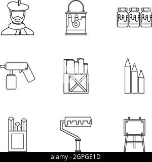 Dimensions icons set style du contour, Illustration de Vecteur