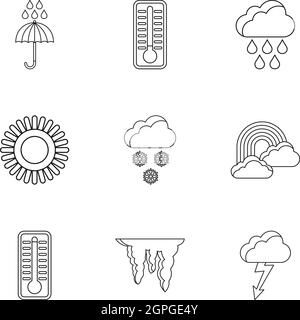 Weather icons set style du contour, Illustration de Vecteur