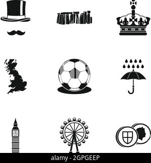 Royaume-uni icons set, le style simple Illustration de Vecteur