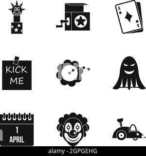 Premier avril, le style simple icons set Illustration de Vecteur