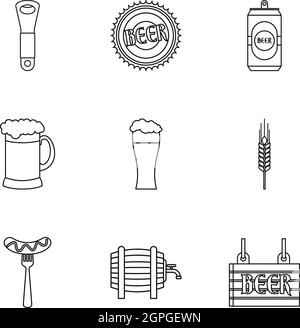 Oktoberfest icons set style du contour, Illustration de Vecteur