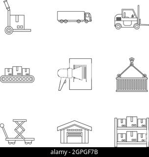 Voyage icons set style du contour, Illustration de Vecteur