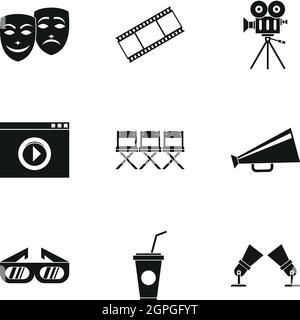 Movie icons set, le style simple Illustration de Vecteur