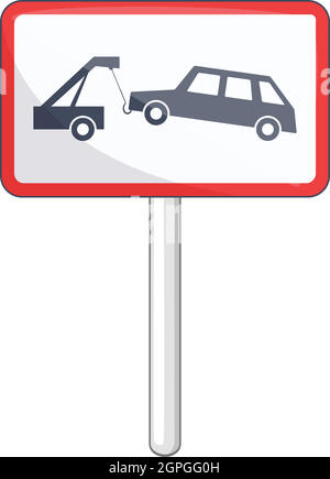 Remorquer le no parking sign, icône de style cartoon Illustration de Vecteur