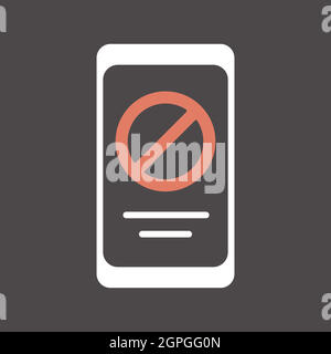 Symbole d'interdiction sur l'icône de glyphe vectoriel de l'écran du smartphone Illustration de Vecteur