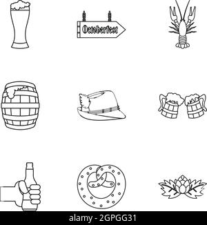 Maison de vacances de bière icons set style du contour, Illustration de Vecteur